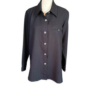 TravelSmith black collared long sleeve button down top jacket women's small